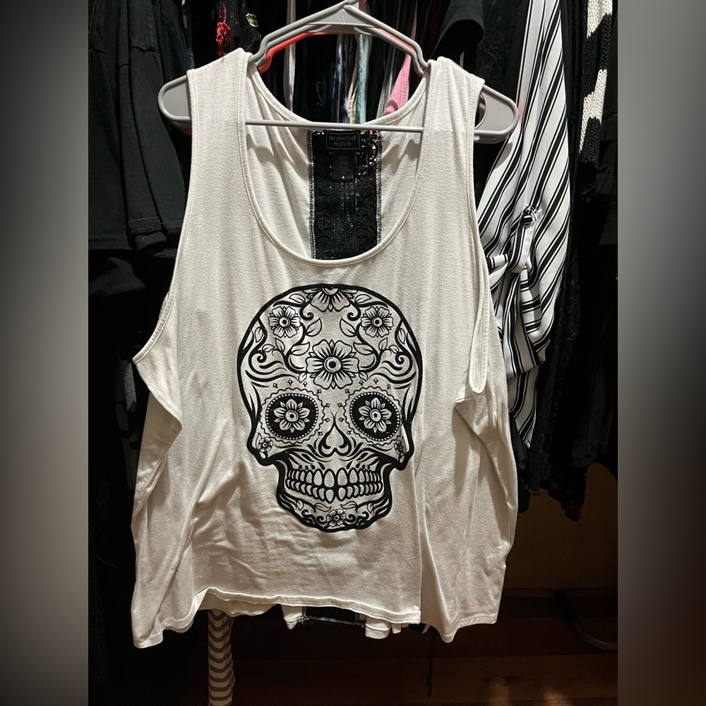 White Skull Graphic Tank Top